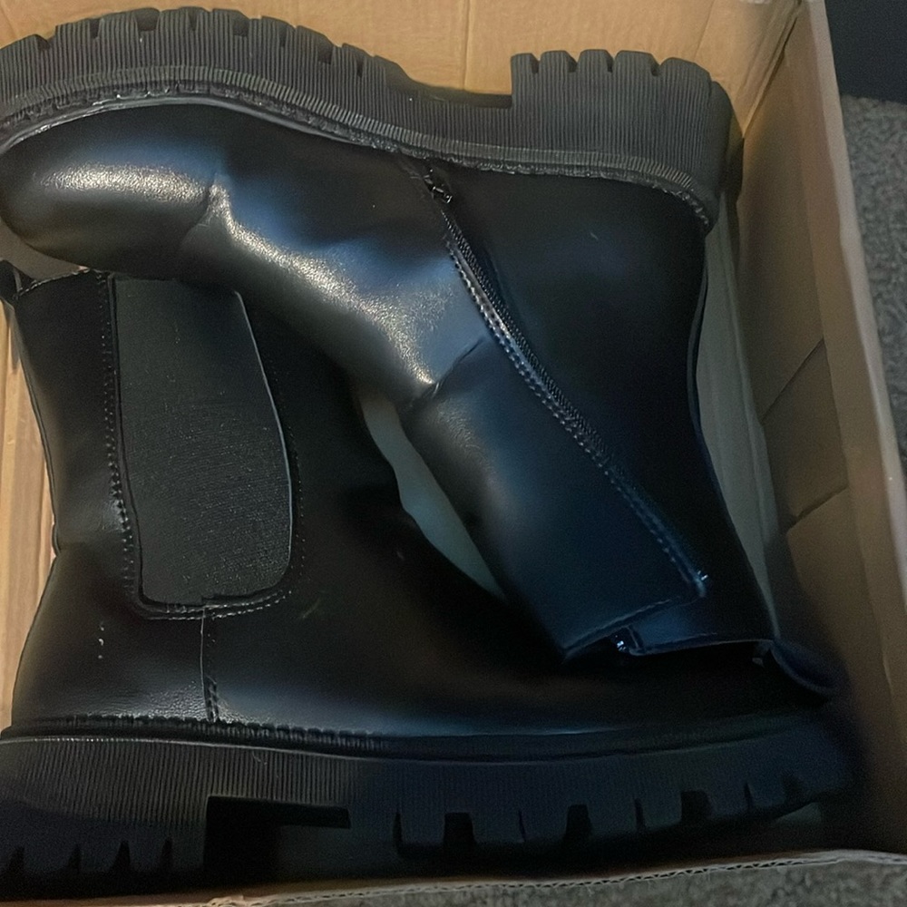 Black leather boots
